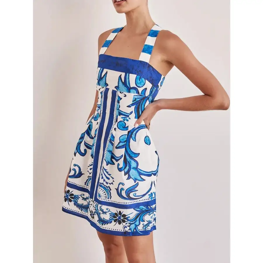 Everyday Printed Square Neck Mini Dress