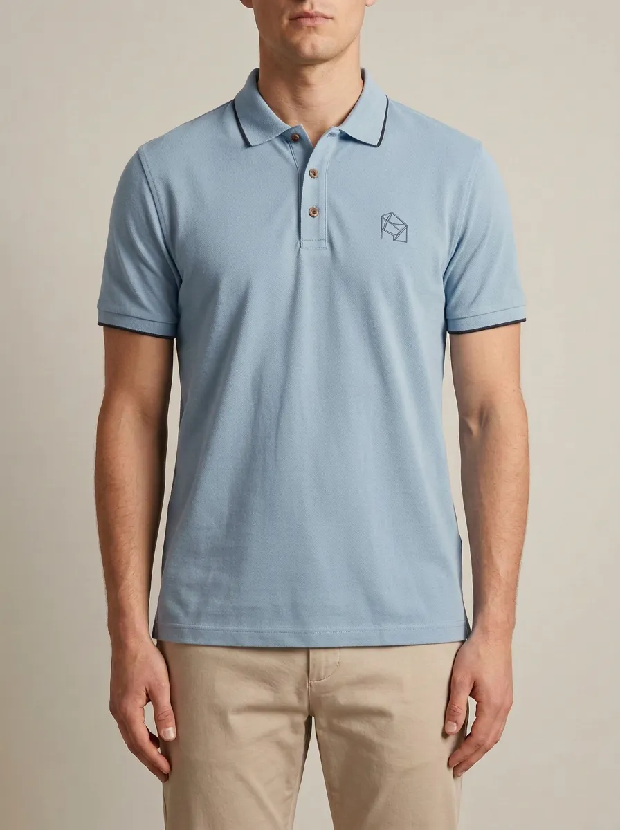 Geometric Embroidered Men's Polo Shirt