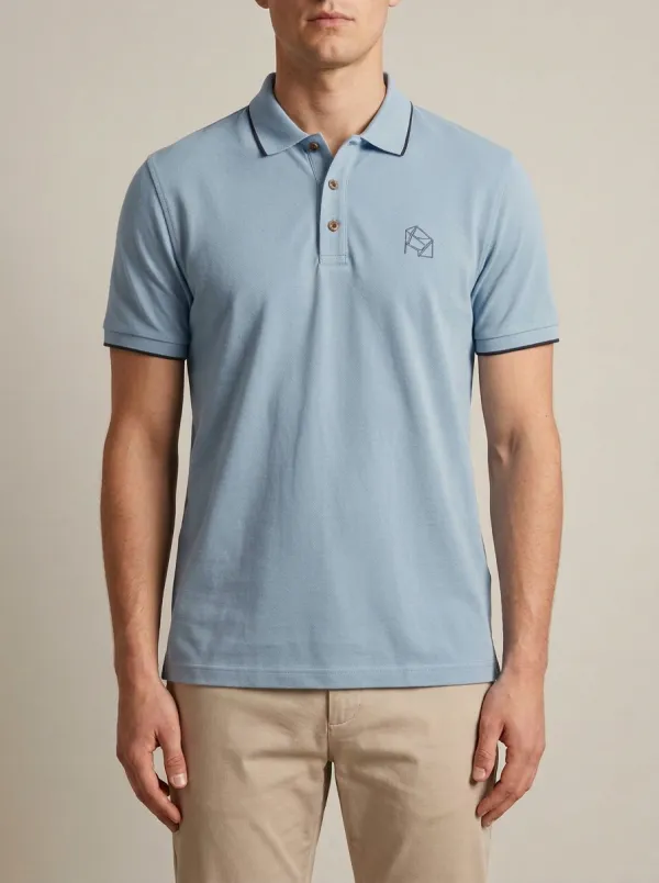Geometric Embroidered Men's Polo Shirt