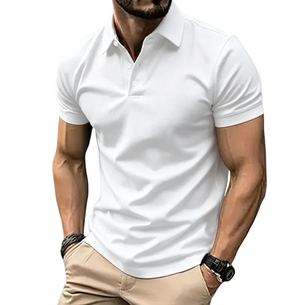 Men’s Casual Business Polo Shirts, Simple and Comfortable, Skin-Friendly Polyester Fabric with Slight Stretch