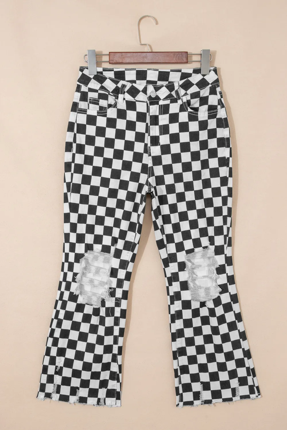 Black Checkerboard Cropped Jeans