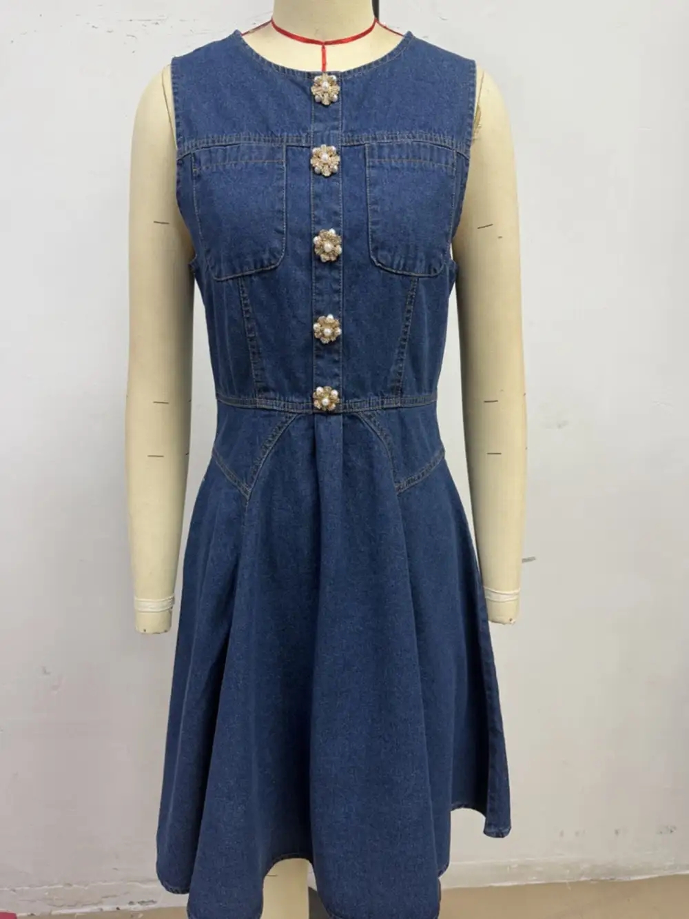 Denim Sleeveless Dress Casual