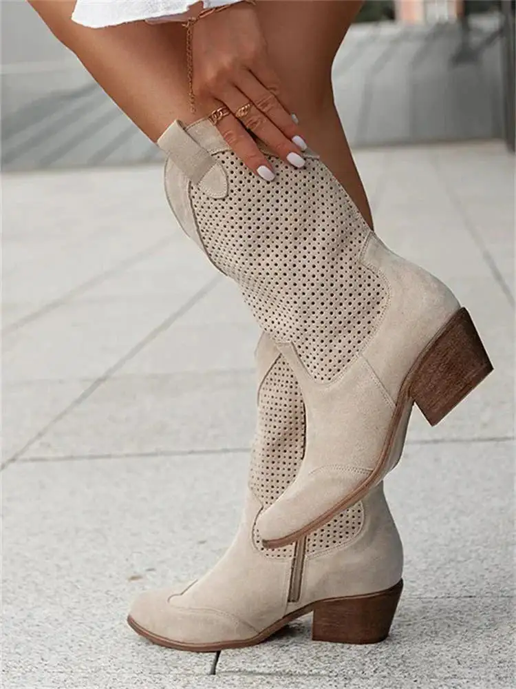  Perforated Ankle Cowboy Boots Apparel