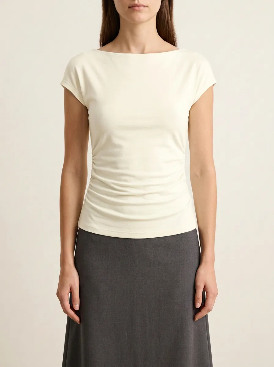 Ruched Waist-Ruched Ruched Fitted Fitted Top