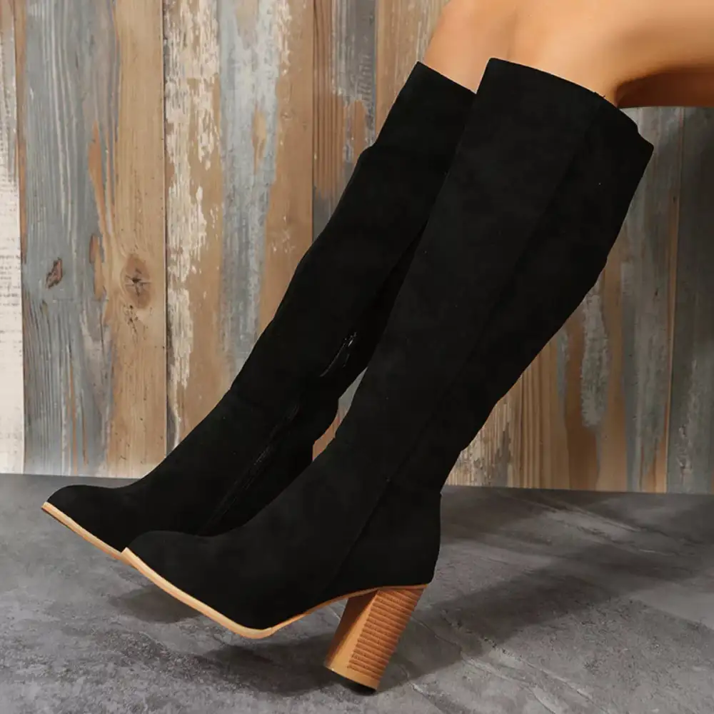 Soft Pointed Toe Block Heel Boots
