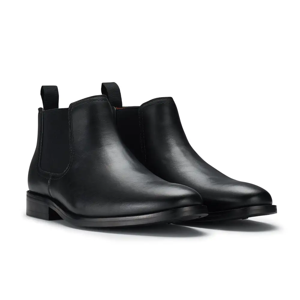 Classic Faux-Leather Slip-On Elastic-Side Chelsea Boots