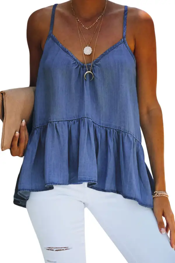 Spaghetti Straps Peplum Tank Top