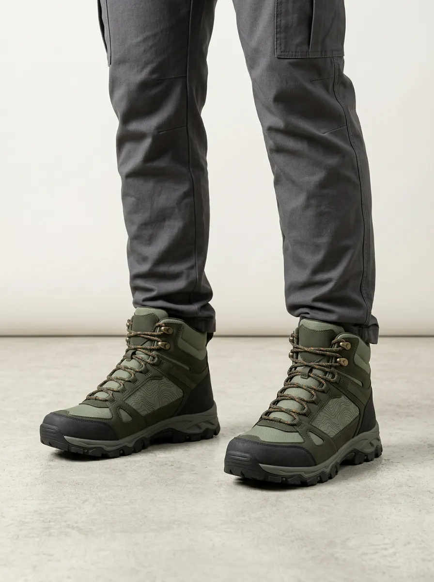 Unisex Outdoor Topographic Map Hiking Boots