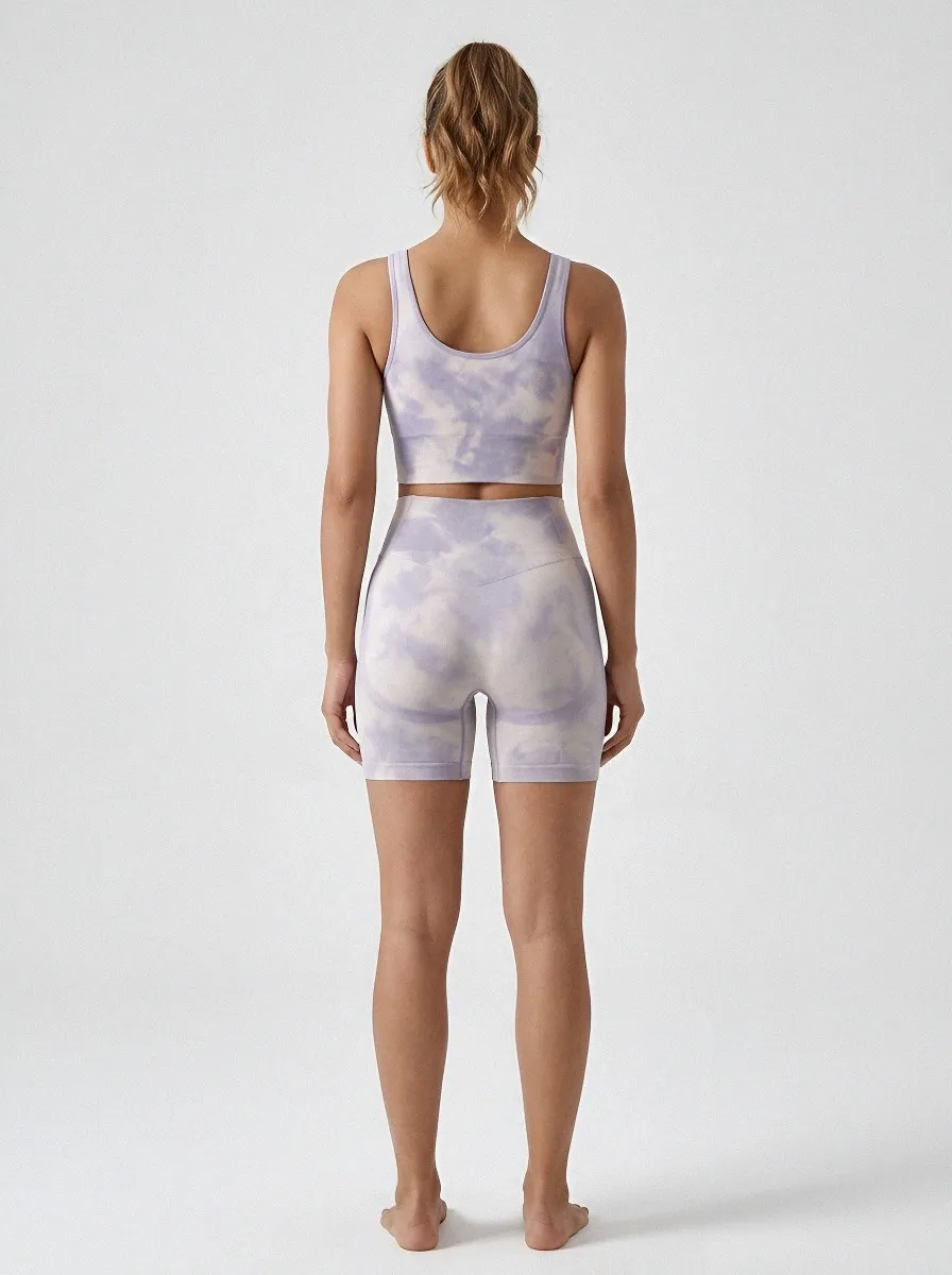 Easy-Wear Tie Dye Pattern Profile Women's Tank Top And Sports Shorts Set