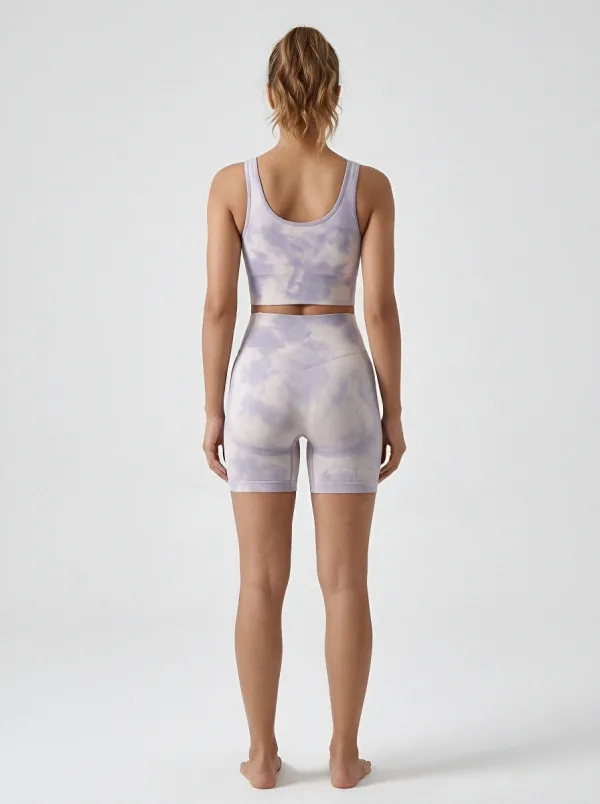 Easy-Wear Tie Dye Pattern Profile Women's Tank Top And Sports Shorts Set