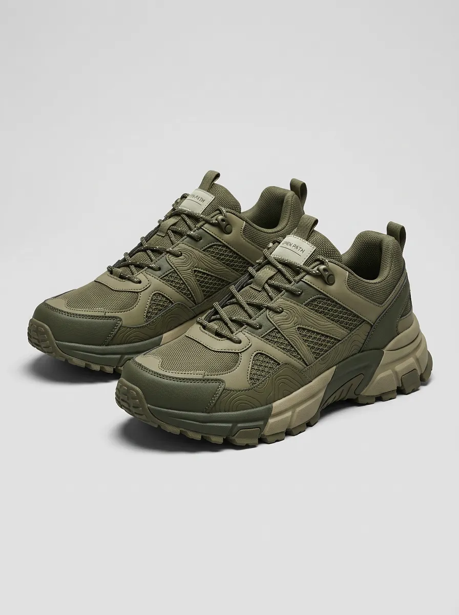 Trail-Inspired Hiking-Inspired Topographic Casual Sneakers