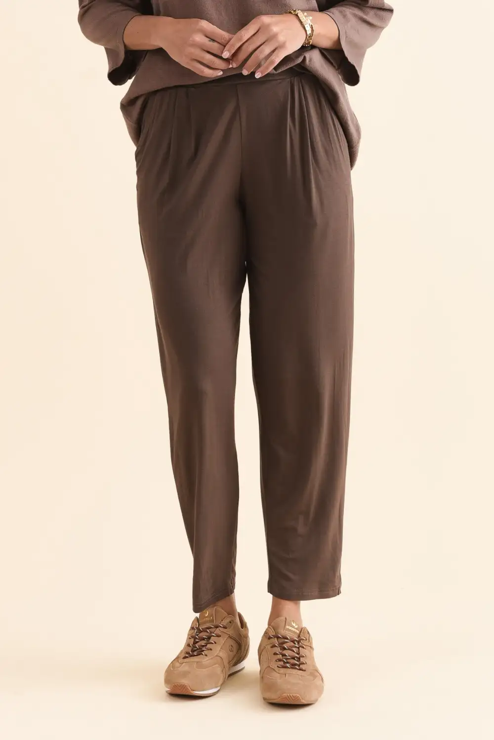 Rayon Mid Rise Elastic Waist Pants