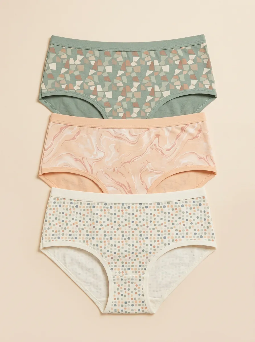 Women's Geometric Marble Dot Printed Three-Pack Briefs
