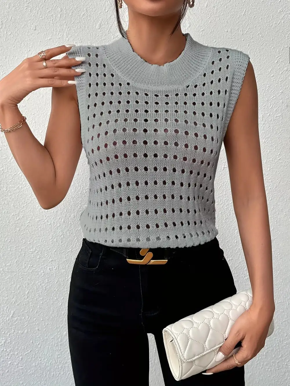 Round-Neck Knit Tank Top