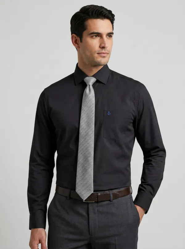 Men's Non-Iron Cotton Anchor Logo Embroidered Dress Shirt