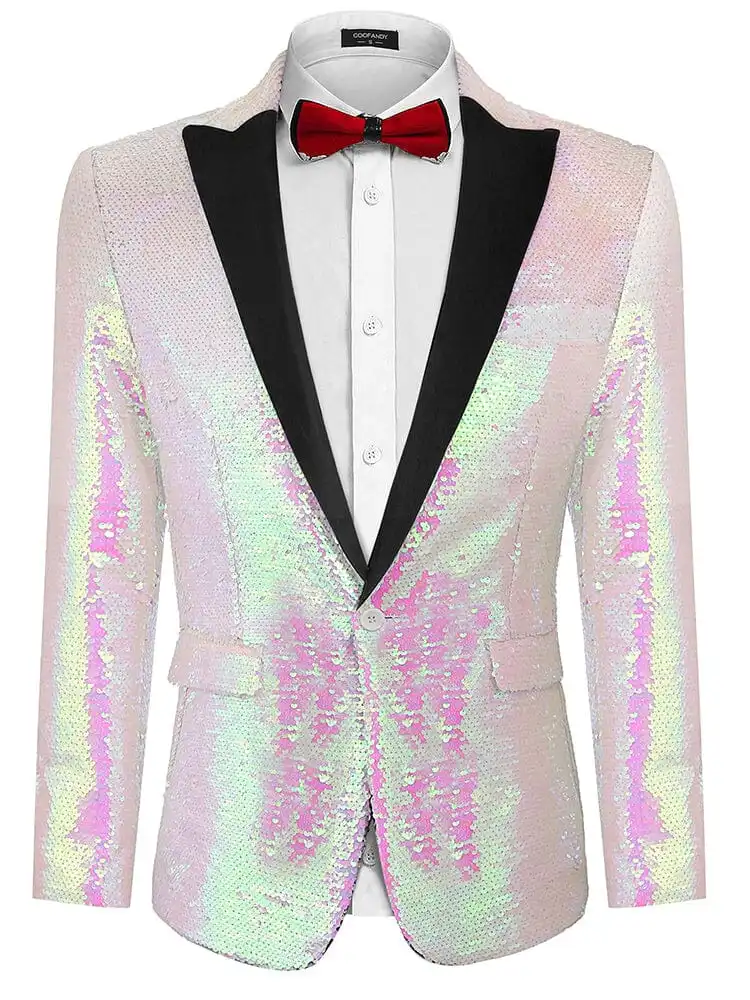S Shiny Sequins Suit Jacket Coat