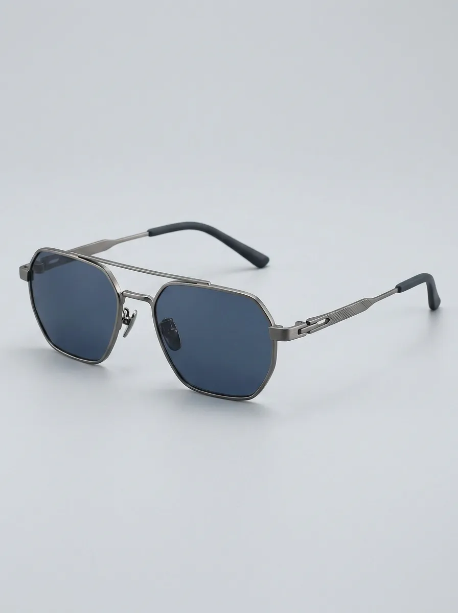 Men's Vintage Geometric Metal Frame Polarized Sunglasses
