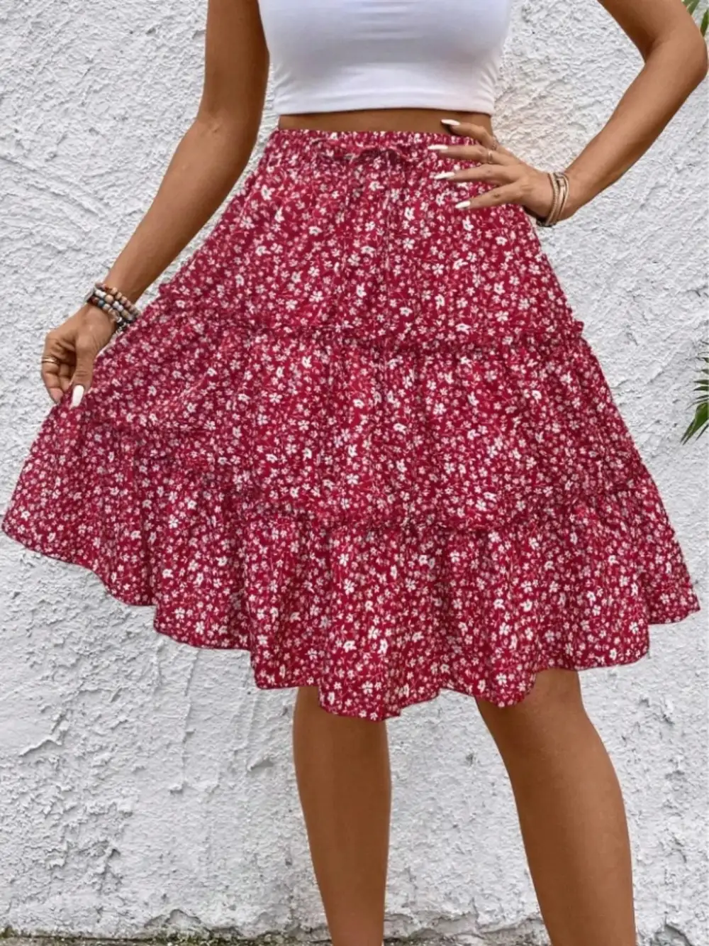 Everyday Floral Print Midi Skirt