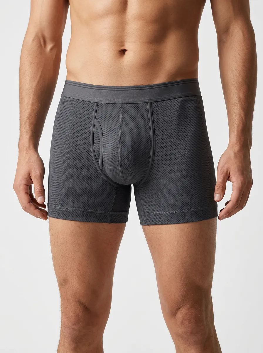 Men's Athletic Performance Grey Mesh Boxer Briefs