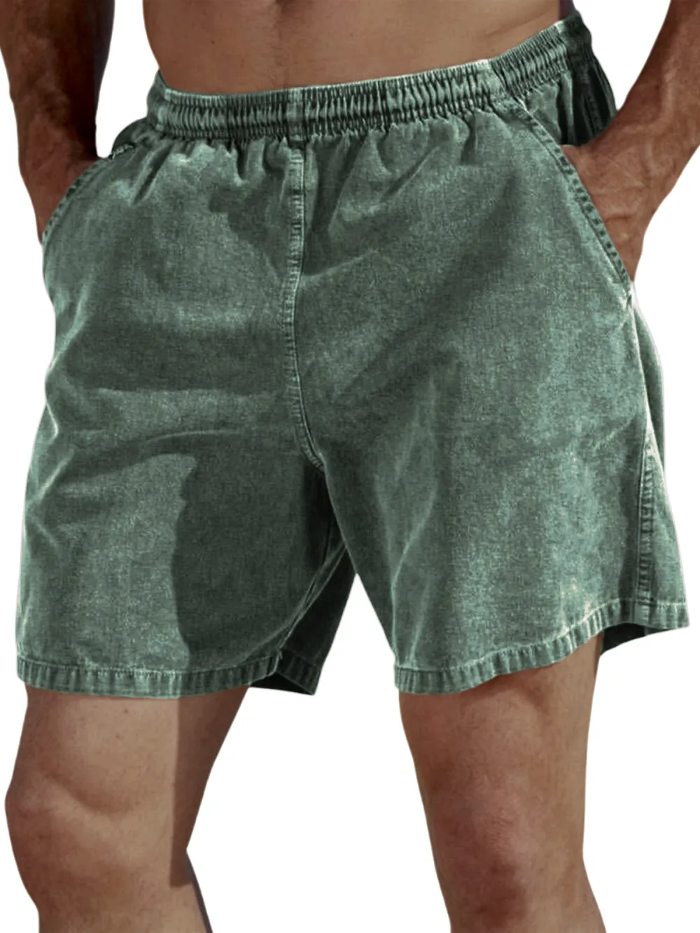 Garment Washed Pull On Shorts