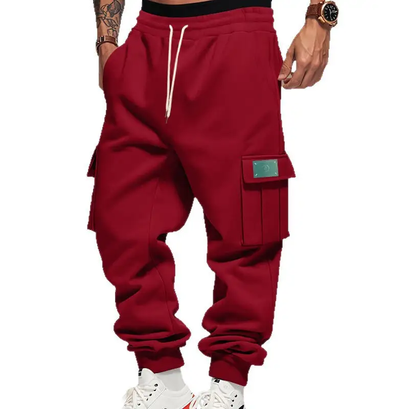 Men's Cargo Jogging Pants Pockets Waistband Cargo Pants