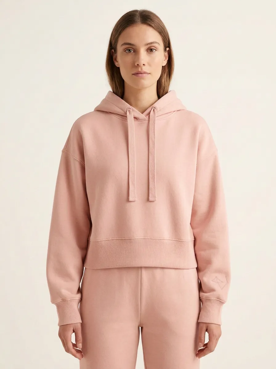Women's Minimalist Solid Beige Hoodie
