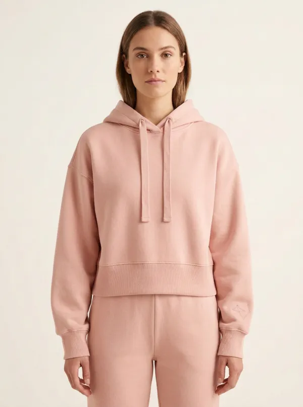 Women's Minimalist Solid Beige Hoodie