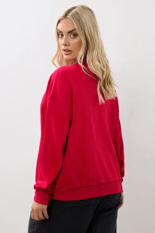 Red 'Not My Problem' Slogan Sweatshirt