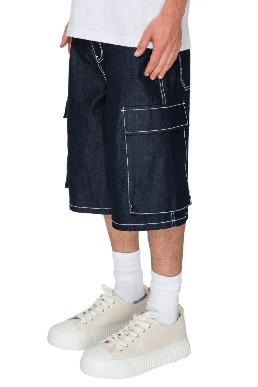 Men's Baggy Fit Cargo Raw Denim Shorts