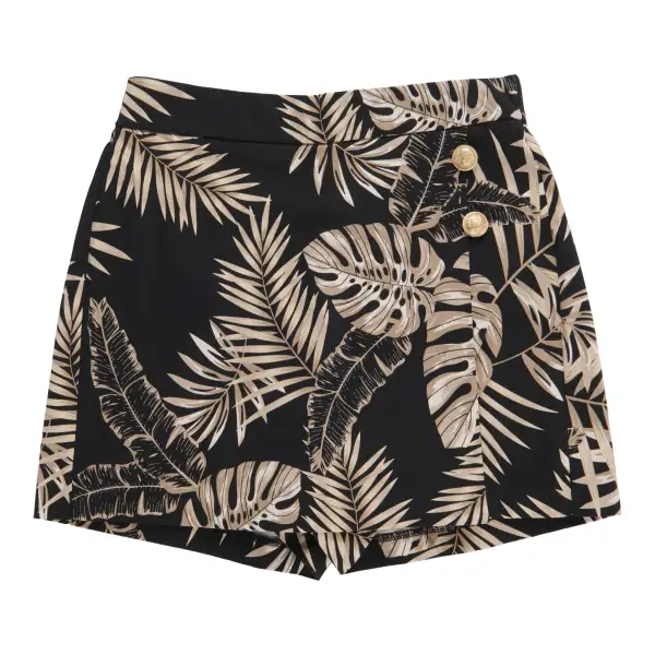 Printed Button Detail Skort