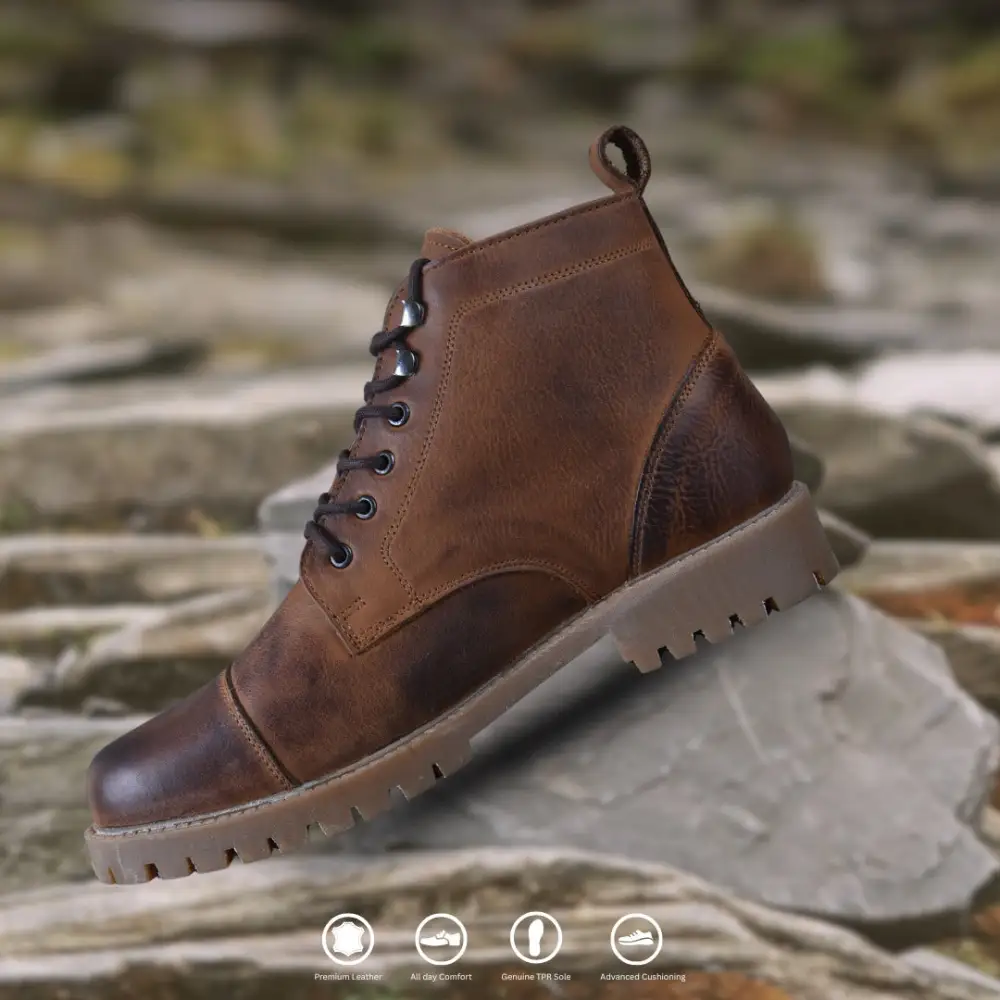 Men's Sleek Lace Up Leather Everyday Boots