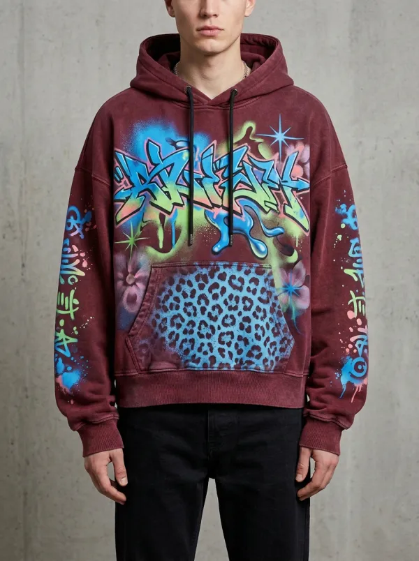 Unisex Pulse Graffiti Leopard Graphic Hoodie