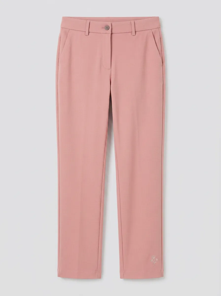 Women's Urban Comfort Floral Embroidered Mid Rise Straight Leg Pants