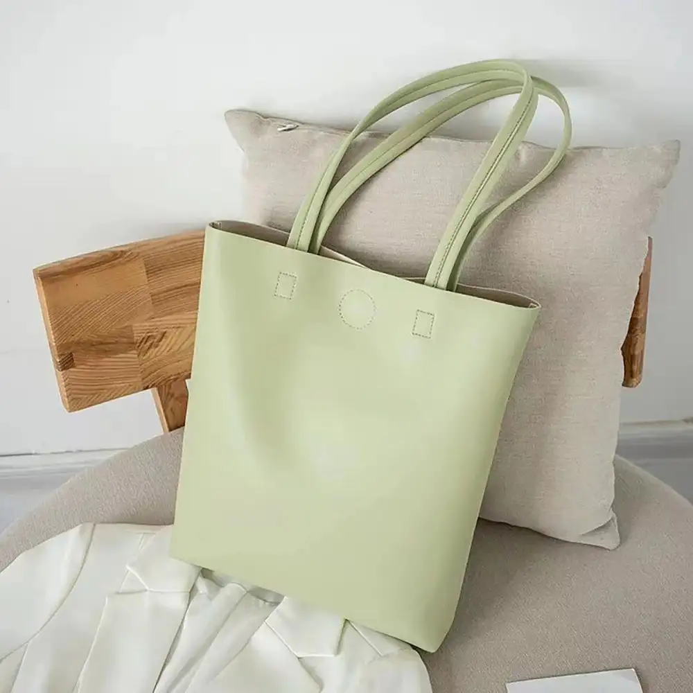 Minimalist Chic Black Leather Tote Bag