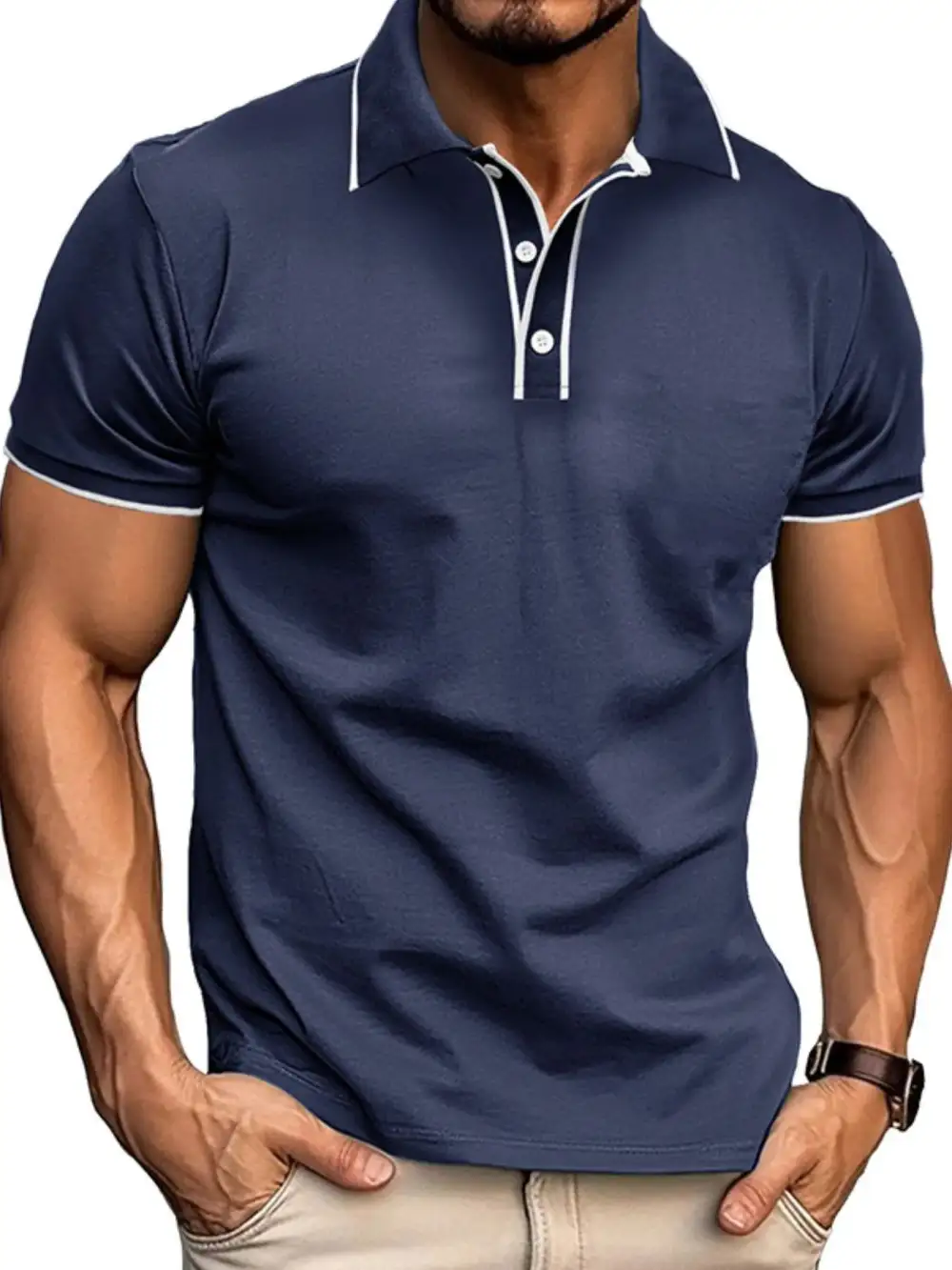 Loose Fit Contrast Detail Collared Polo Shirt