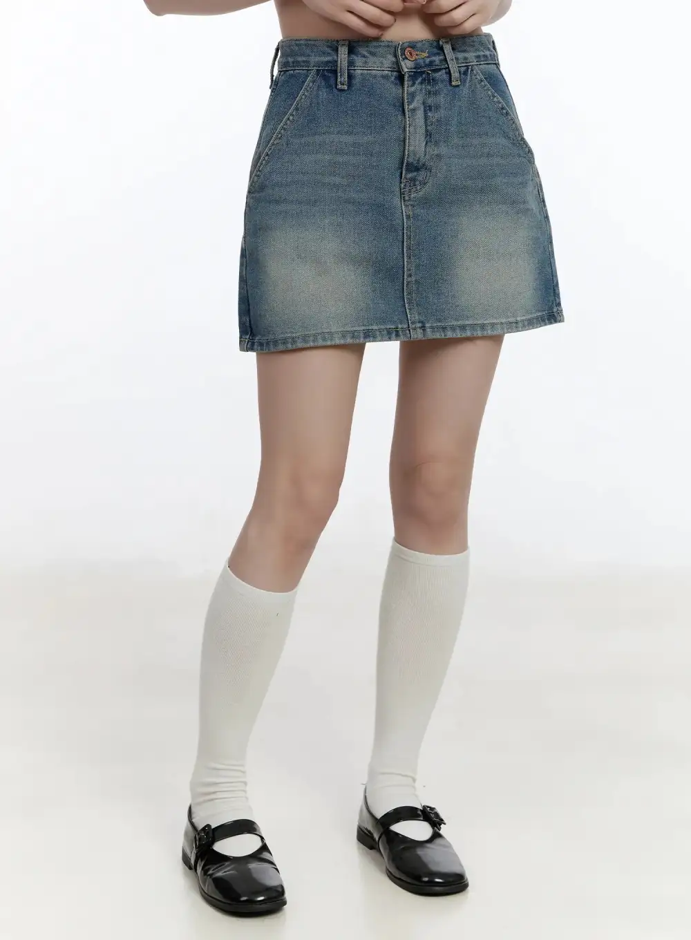Casual High-Waisted Denim Mini Skirt