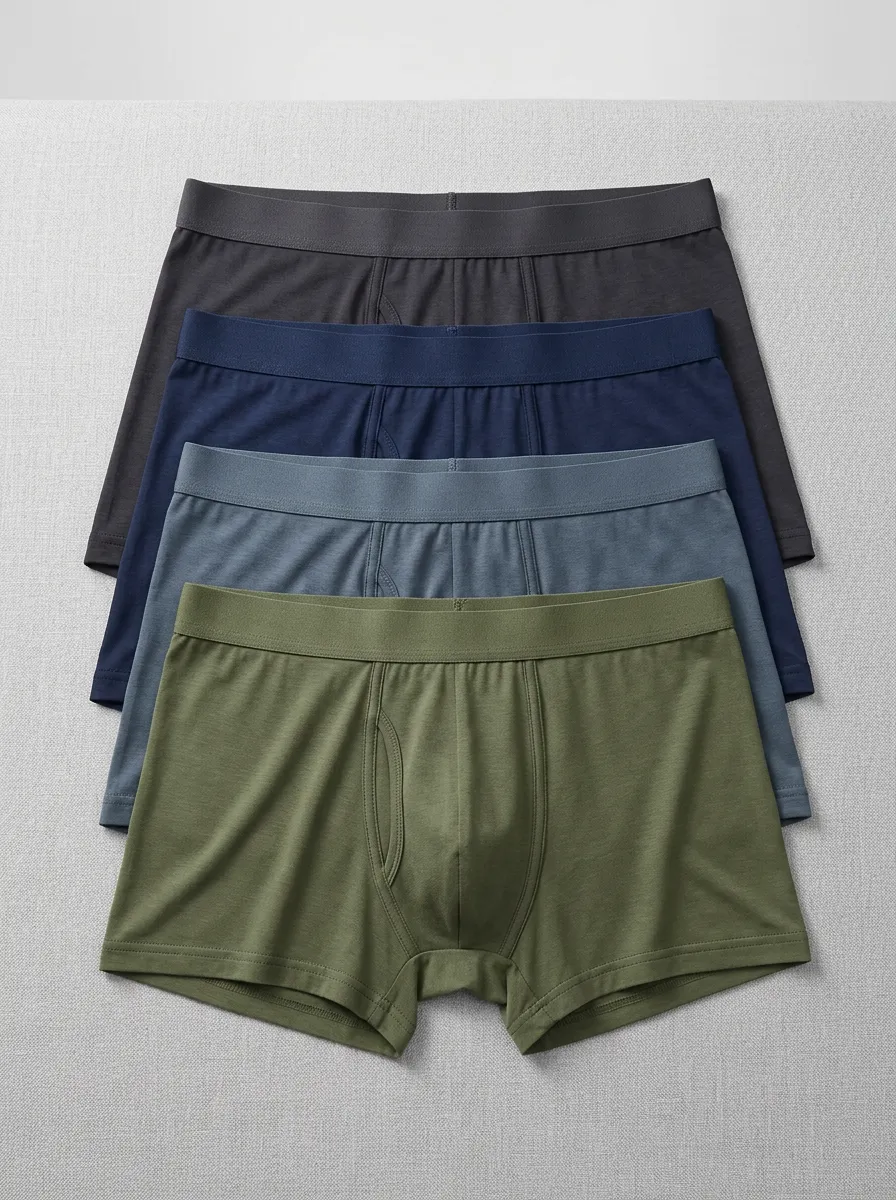 Men's Solid Color Multi-Pack Cotton Boxer Briefs Underwear Set
