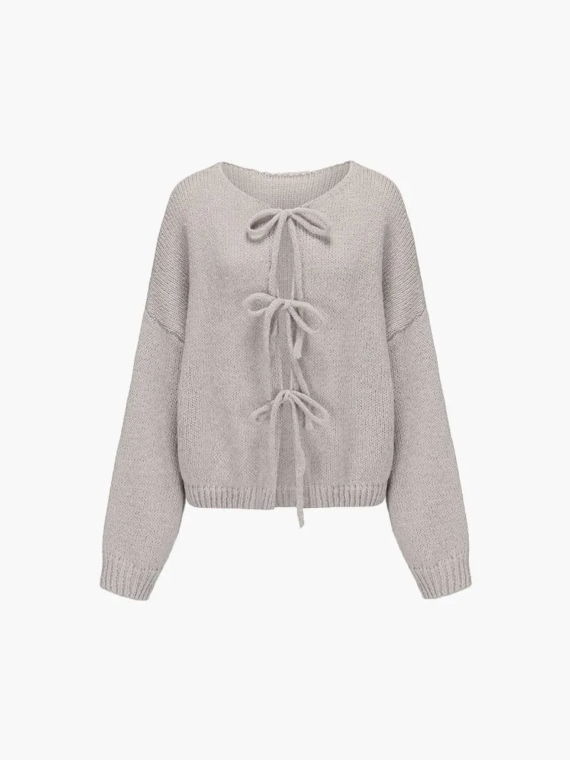 Lace-Up Knit Cardigan