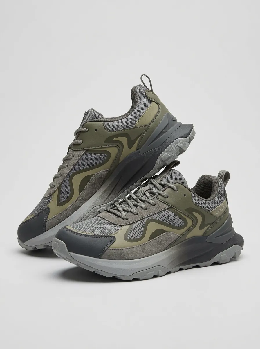 Suede Look Pattern Detail Sneakers