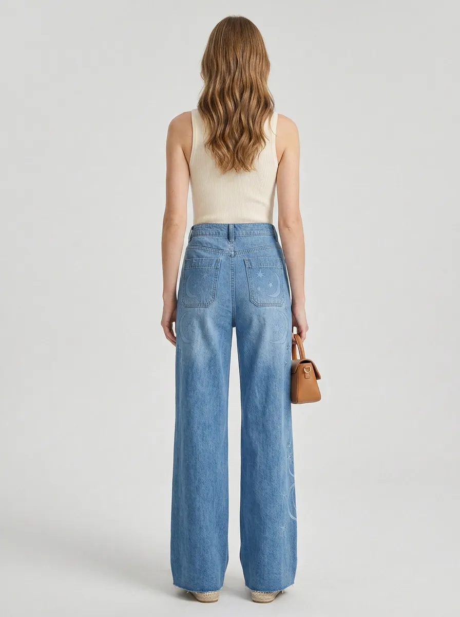 Women's Wide Leg Casual Denim Jeans