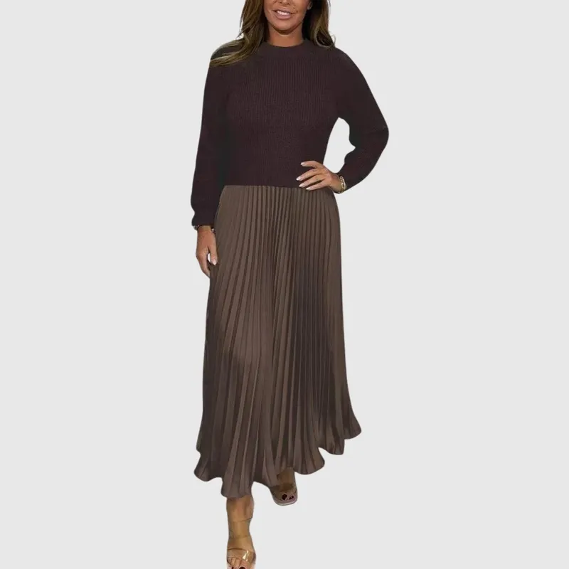 Maxi Dress With Sweater & Pleated Skirt