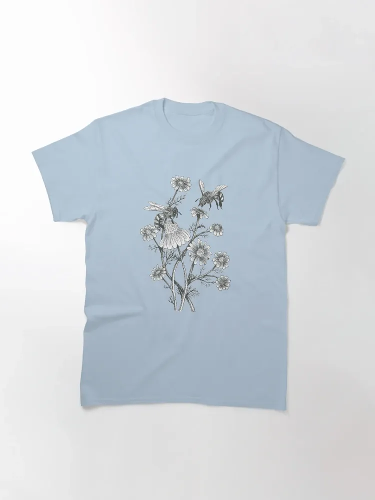 Women's  Bee & Floral Sketch Print Short-Sleeve Crew Neck T-Shirt
