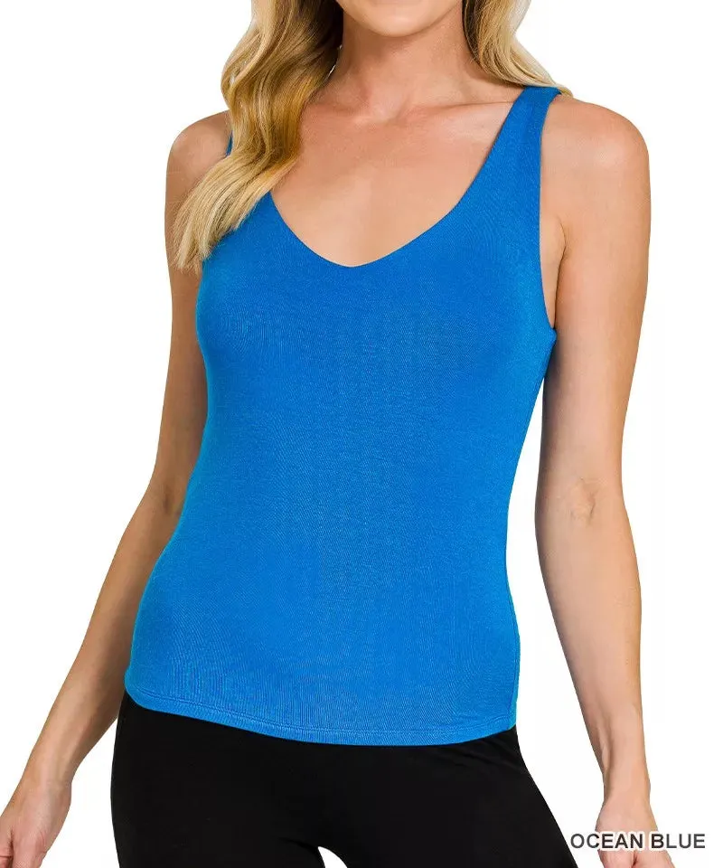 Rayon Double Layered V-Neck Tank Top