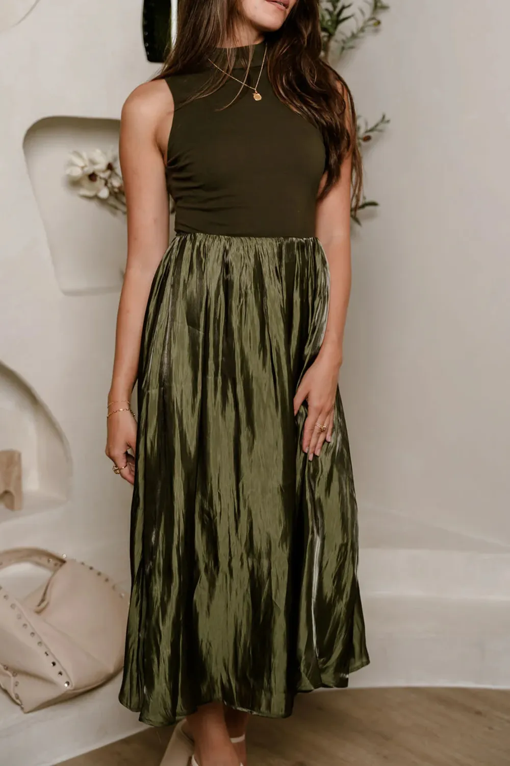Plain Halter Neckline Maxi Dress