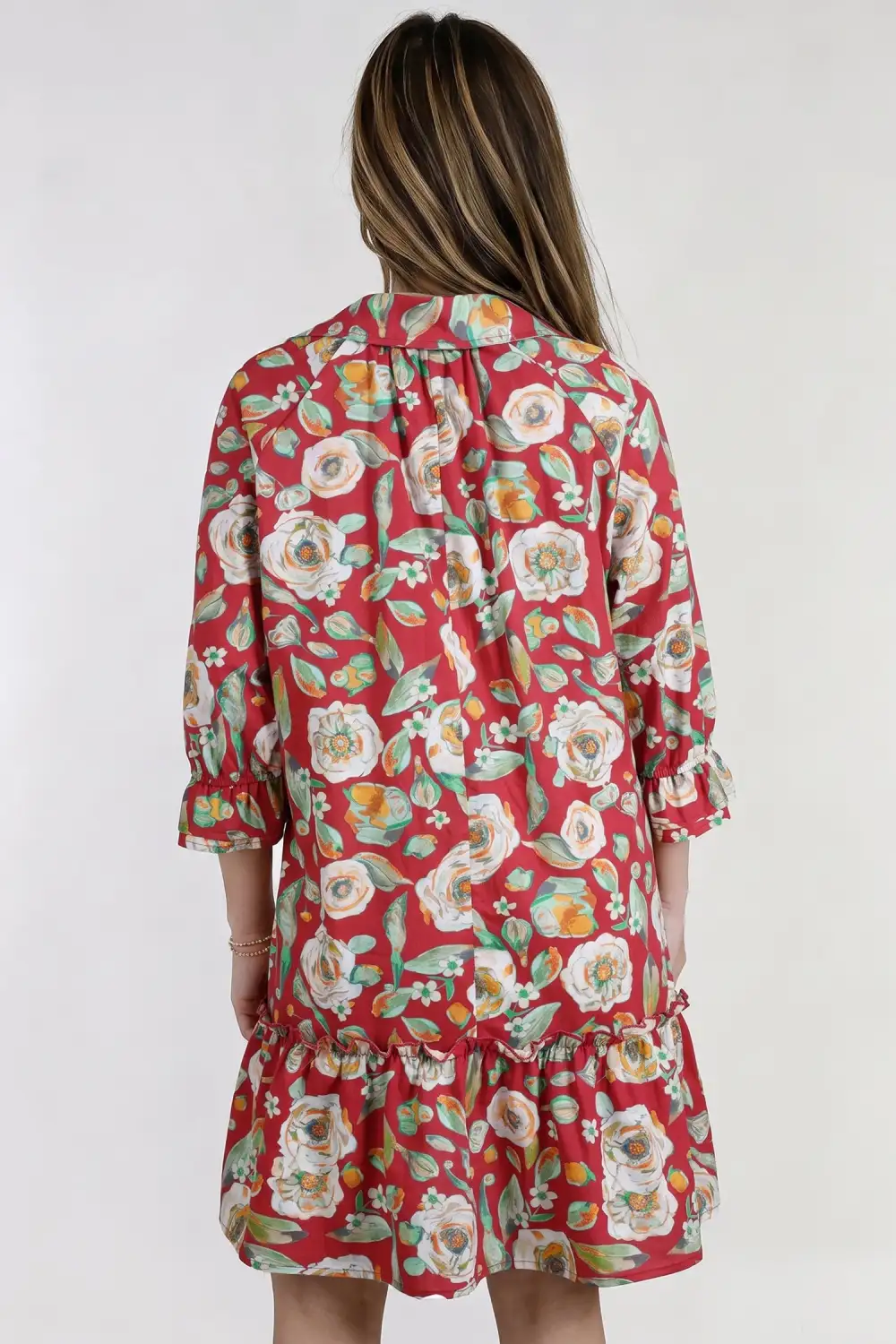 Women's Floral Print Half Sleeve Shift Dress