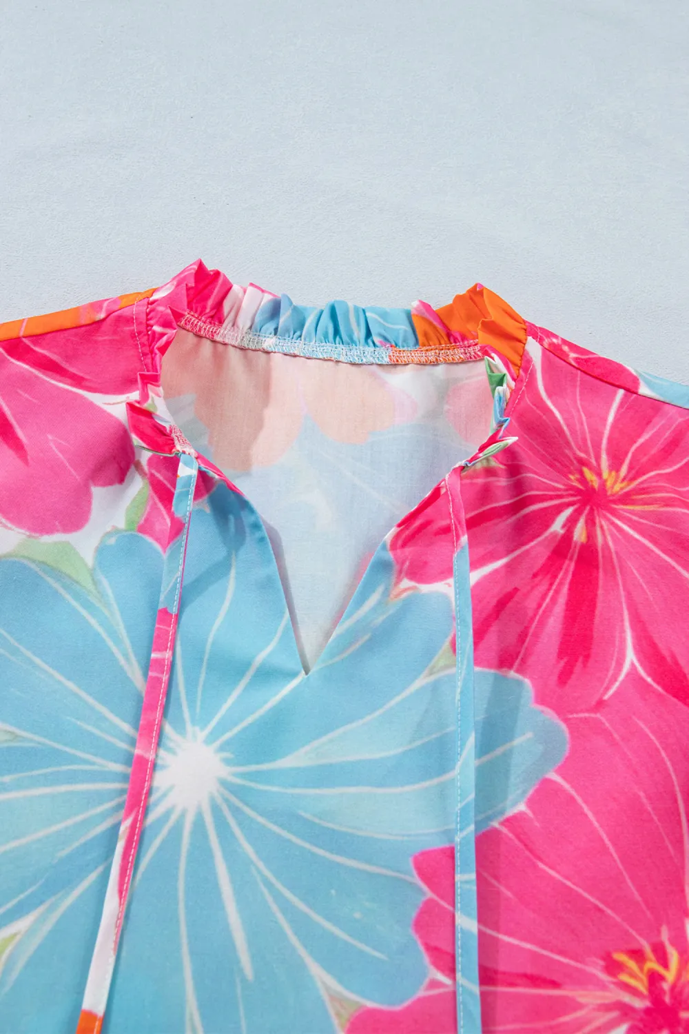 Multicolour Vibrant Flower Printed Tie Blouse