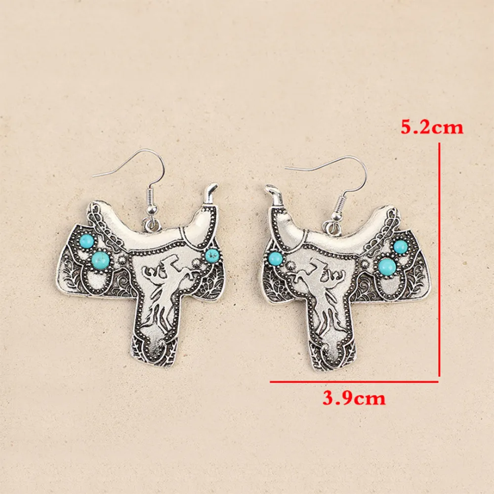 Turquoise Metal Drop Earrings