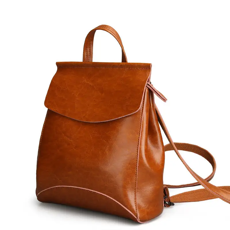 Korean Fashion Leather Shoulder Backpack Two-Layer Cowhide 2025 Trend