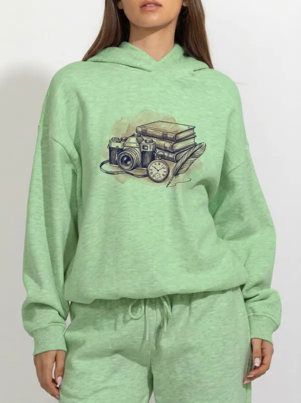 Women's Vintage Photographer Writer Printed Hoodie
