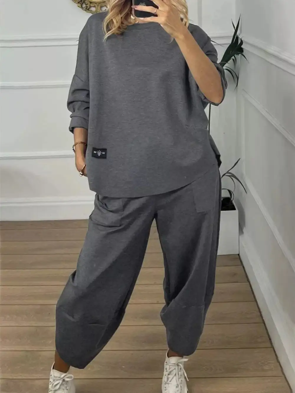 Casual Loose Fit Top and Pants Two Piece Set